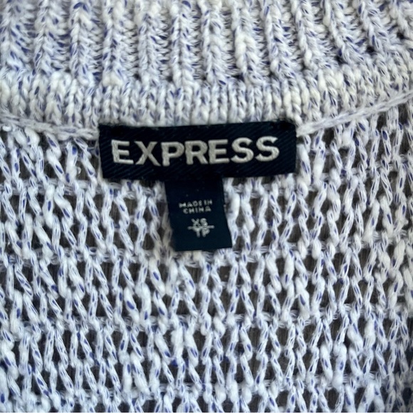 Express Cold Shoulder Purple and White Knit Sweater - Picture 4 of 4